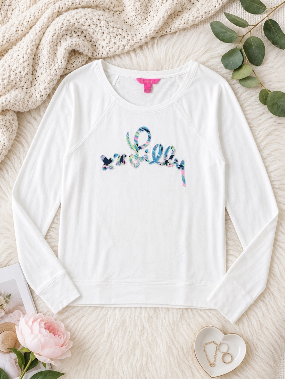 Lilly Pulitzer White Long Sleeve Shirt Medium Casual